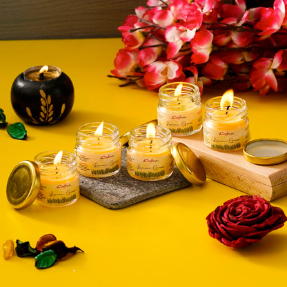 E-CraftIndia Set of 5 Lemon Grass Scented Minijar Candle